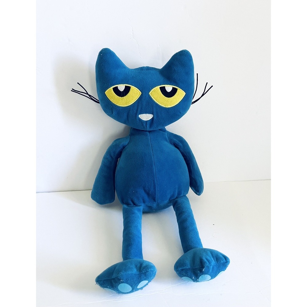 Kohls Cares Pete the Cat Blue Character 15" Plush Stuffed Toy 2010 Yellow Eyes